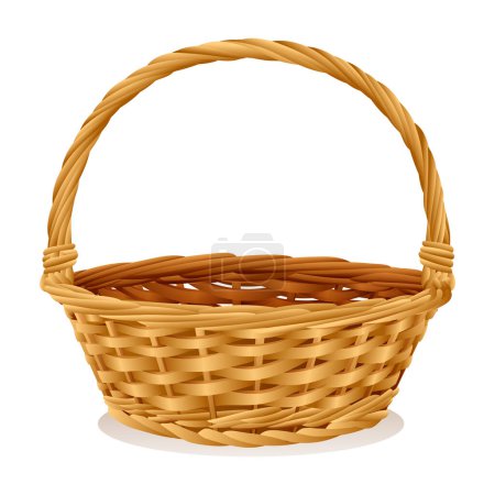 Illustration for Wicker basket isolated on white background. Vector illustration - Royalty Free Image