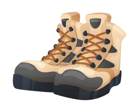 Ilustración de Botas de viaje vector ilustración. Un par de zapatos para senderismo, camping, trekking aislado sobre fondo blanco - Imagen libre de derechos