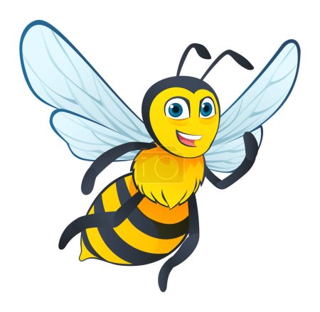 Téléchargez les illustrations : Illustration de dessin animé abeille mignon isolé sur fond blanc - en licence libre de droit