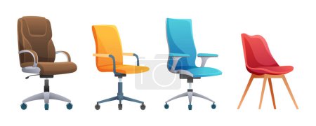 Ilustración de Conjunto de diferentes sillas de oficina vector ilustración aislado sobre fondo blanco - Imagen libre de derechos