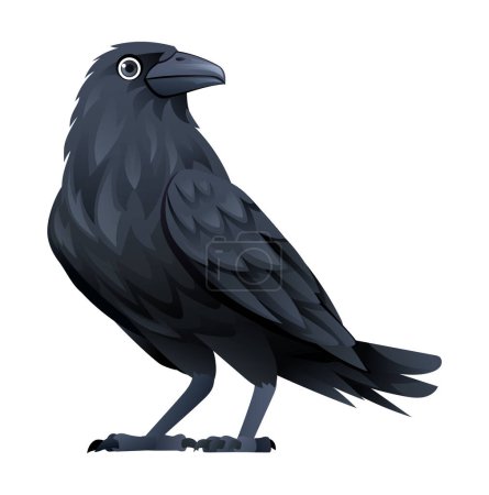Crow Cartoon Illustration isoliert auf weißem Hintergrund