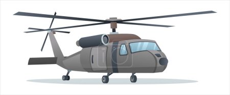 Ilustración de Ilustración vectorial helicóptero militar aislado sobre fondo blanco - Imagen libre de derechos