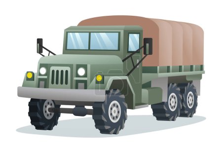 Militär-LKW-Vektor-Illustration isoliert auf weißem Hintergrund