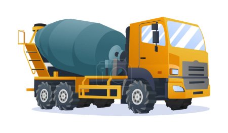 Illustration for Concrete mixer truck vector illustration. Heavy machinery construction vehicle isolated on white background - Royalty Free Image
