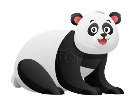 Téléchargez les illustrations : Illustration de dessin animé mignon panda isolé sur fond blanc - en licence libre de droit