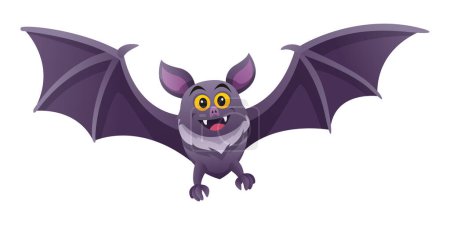 Ilustración de Dibujos animados murciélago vuelo ilustración aislado sobre fondo blanco - Imagen libre de derechos