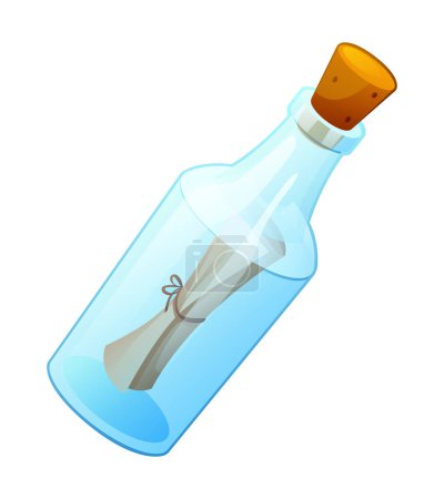 Illustration for Message in a bottle cartoon illustration isolated on white background - Royalty Free Image