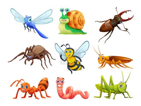 Ilustración de Conjunto de insectos en estilo de dibujos animados - Imagen libre de derechos