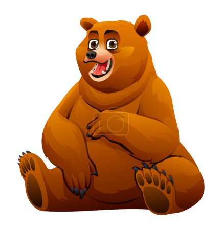 Téléchargez les illustrations : Joli ours assis. Illustration de personnage de bande dessinée - en licence libre de droit