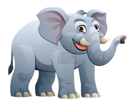 Téléchargez les illustrations : Mignon éléphant dessin animé personnage illustration isolé sur fond blanc - en licence libre de droit