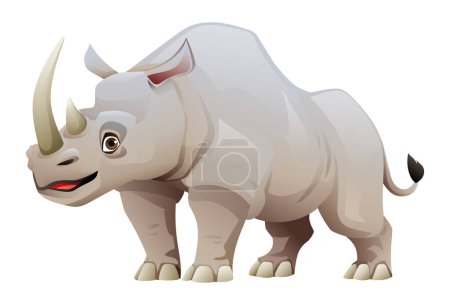 Dibujos animados ilustración rinoceronte aislado sobre fondo blanco