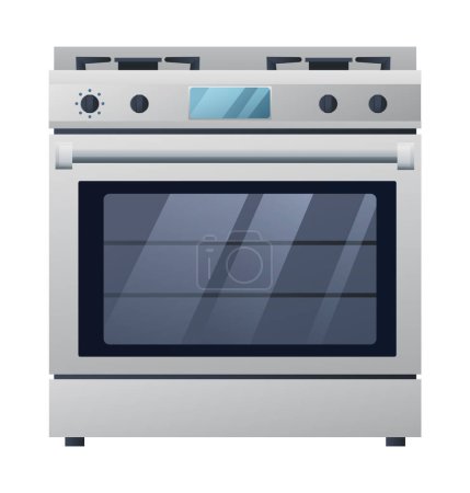 Téléchargez les illustrations : Illustration vectorielle de cuisinière à gaz isolée sur blanc. Appareils électroménagers - en licence libre de droit