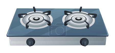 Téléchargez les illustrations : Illustration vectorielle de cuisinière à gaz isolée sur fond blanc. Appareils électroménagers - en licence libre de droit