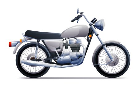 Téléchargez les illustrations : Illustration vectorielle moto vintage classique isolée sur fond blanc - en licence libre de droit