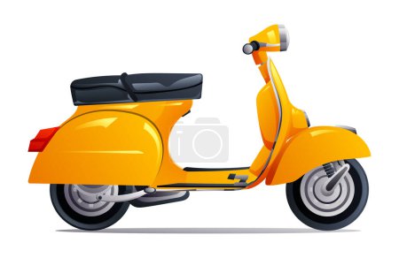 Illustration for Retro vintage scooter motorcycle vector illustration. Classic scooter isolated on white background - Royalty Free Image
