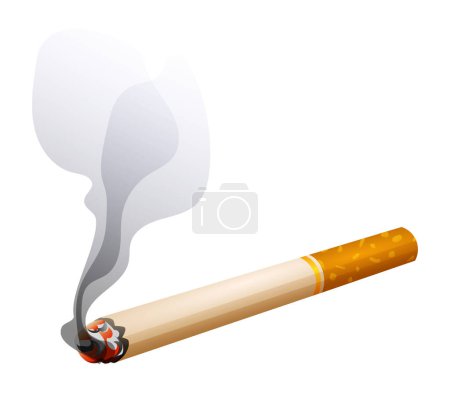 Téléchargez les illustrations : Illustration vectorielle de cigarette brûlante isolée sur fond blanc - en licence libre de droit