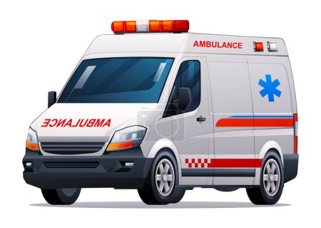 Illustrazione per Illustrazione del vettore dell'automobile di ambulanza. Veicolo di servizio medico di emergenza isolato su sfondo bianco - Immagini Royalty Free