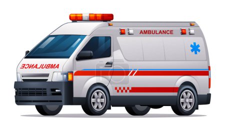 Téléchargez les illustrations : Illustration vectorielle de voiture d'ambulance. Véhicule utilitaire médical isolé sur fond blanc - en licence libre de droit