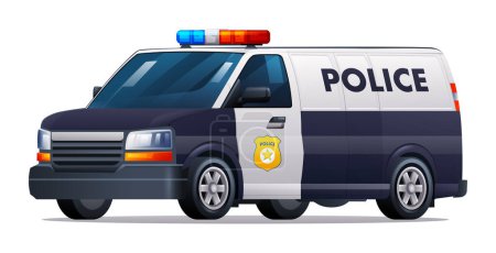 Ilustración de Ilustración vectorial de policía. Patrulla vehículo oficial, furgoneta coche aislado sobre fondo blanco - Imagen libre de derechos