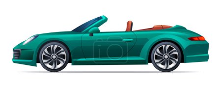 Téléchargez les illustrations : Illustration vectorielle de voiture. Cabriolet vue de côté isolé sur fond blanc - en licence libre de droit