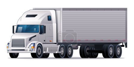 Ilustración de Contenedor camión vector ilustración. Camión de reparto de carga aislado sobre fondo blanco - Imagen libre de derechos