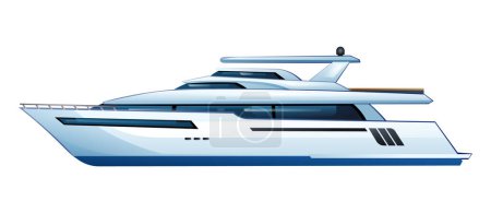 Téléchargez les illustrations : Illustration de dessin animé vectoriel de yacht. Speedboat isolé sur fond blanc - en licence libre de droit