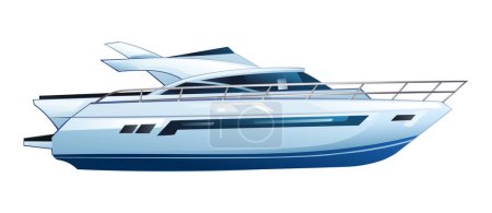 Téléchargez les illustrations : Illustration vectorielle de yacht. Speedboat isolé sur fond blanc - en licence libre de droit