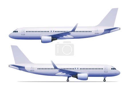 Illustration for Airplane side view vector illustration isolated on white background - Royalty Free Image