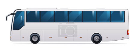 Téléchargez les illustrations : Illustration vectorielle bus. Transport en commun, vue latérale bus isolé sur fond blanc - en licence libre de droit