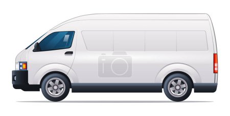Téléchargez les illustrations : Illustration vectorielle minibus. Minivan vue latérale isolé sur fond blanc - en licence libre de droit