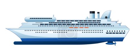 Illustration for Ocean cruise ship vector cartoon illustration isolated on white background - Royalty Free Image