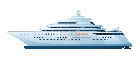 Téléchargez les illustrations : Illustration vectorielle de bateau de croisière isolé sur fond blanc - en licence libre de droit