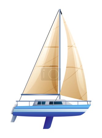 Illustration for Sail boat or sailing yacht vector illustration isolated on white background - Royalty Free Image