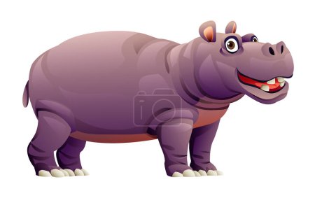 Téléchargez les illustrations : Illustration de dessin animé Hippopotame isolé sur fond blanc - en licence libre de droit