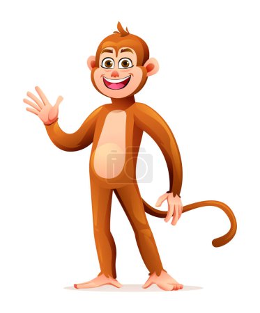 Illustration for Cute monkey waving hand. Vector cartoon character illustration - Royalty Free Image
