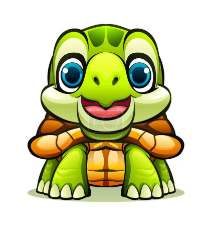 Téléchargez les illustrations : Mignon dessin animé tortue vecteur personnage illustration - en licence libre de droit