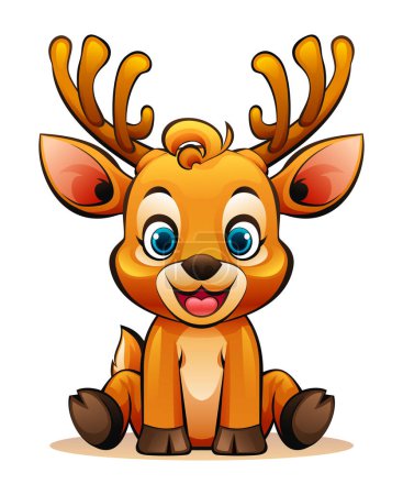 Illustration for Cute cartoon deer sitting. Vector character illustration - Royalty Free Image