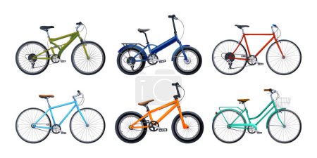 Illustration for Set of bicycles in various types. Vector illustration - Royalty Free Image