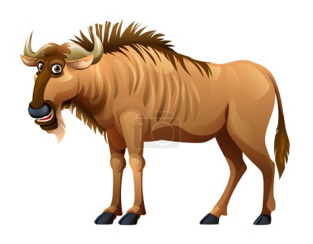 Illustration for Wildebeest cartoon vector illustration isolated on white background - Royalty Free Image