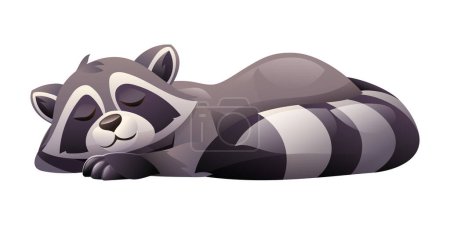 Illustration for Cartoon raccoon sleeping. Vector illustration isolated on white background - Royalty Free Image