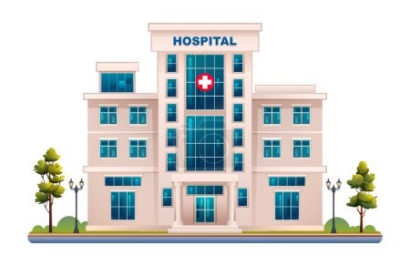 Illustration for Public hospital building illustration. Medical clinic vector isolated on white background - Royalty Free Image