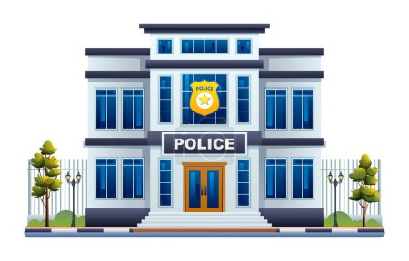 Illustration for Police station building illustration. Police department office vector isolated on white background - Royalty Free Image
