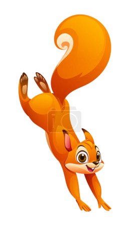 Illustration for Cartoon squirrel jumping down. Vector illustration isolated on white background - Royalty Free Image