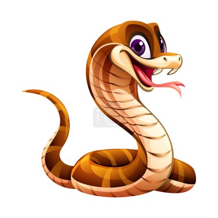 Ilustración de Cobra serpiente ilustración vector de dibujos animados aislados sobre fondo blanco - Imagen libre de derechos