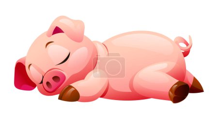 Ilustración de Dibujos animados cerdo durmiendo vector ilustración aislado sobre fondo blanco - Imagen libre de derechos