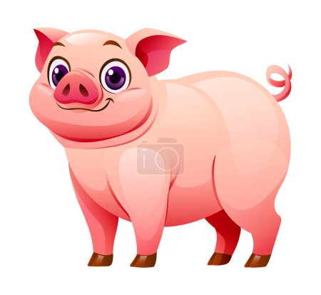 Pig cartoon illustration isolated on white background