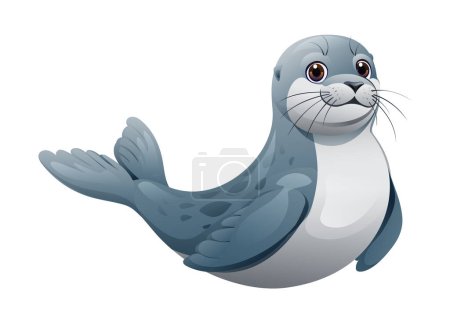 Illustration for Cute seal swimming. Vector cartoon illustration isolated on white background - Royalty Free Image