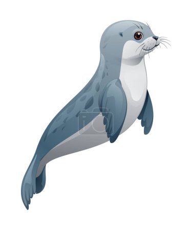 Ilustración de Caricatura de natación de focas. Ilustración vectorial aislada sobre fondo blanco - Imagen libre de derechos