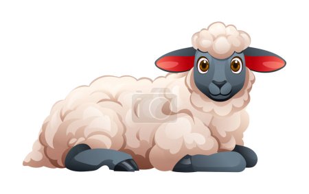 Sheep lying down. Vector cartoon illustration isolated on white background