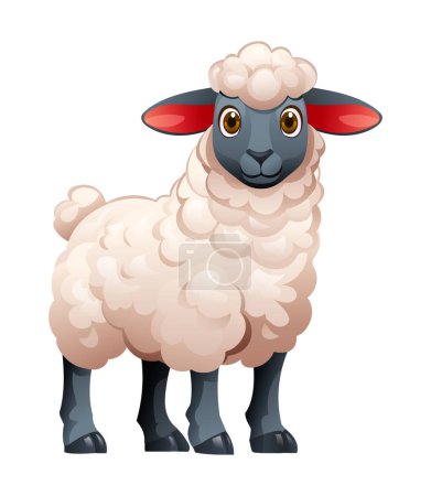 Téléchargez les illustrations : Illustration de bande dessinée de moutons isolé sur fond blanc - en licence libre de droit